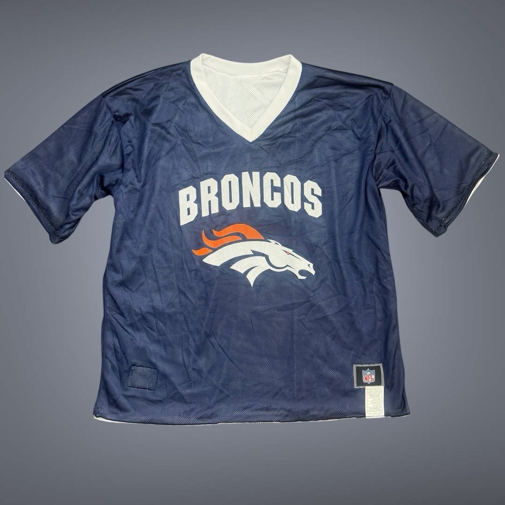 NEW‎ Denver Broncos Youth XL Reversible Practice Jersey Navy/White Nike NFL Flag
